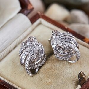 Twisted Silver Crystal Earrings NWT.